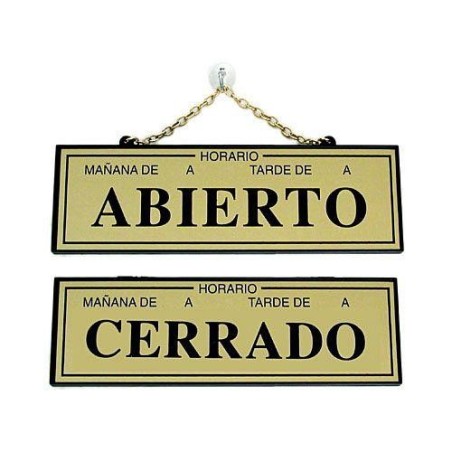 PLACA ABIERTO-CERRADO CON HORARIOLATONADO 109