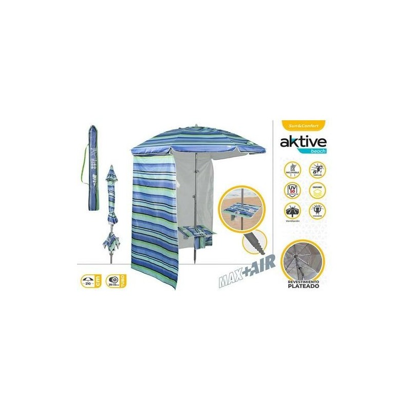 SOMBRILLA PLAYA MESA AZUL/RAYAS 210CM 62332
