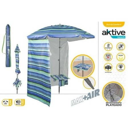 SOMBRILLA PLAYA MESA AZUL/RAYAS 210CM 62332
