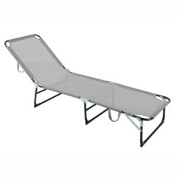 CAMA PLEGABLE EN ACERO GRIS Y TEXALINE GRIS