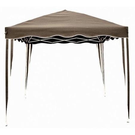 GAZEBO PLEGABLE 3X3M - ACERO BLANCO Y LONA TAUPE
