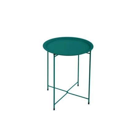 MESA AUXILIAR PLEGAB.ACERO Ø46CM.CORDELIA TURQUESA