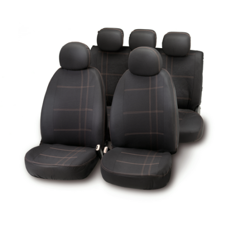 JUEGO FUNDAS ASIENTO EMBROIDERY NEGRO/GRIS 10028