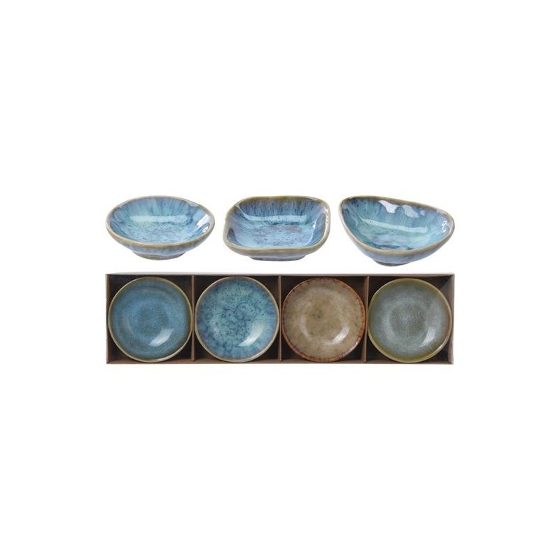 SET 4 BOLS SNACK 4 COLORES ESMALTE FORMAS SURTIDAS