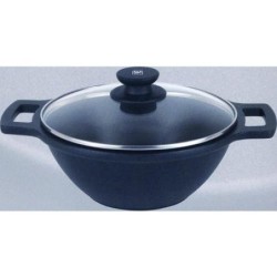 CACEROLA CONCAVA AL. FUNDIDO C/TAPA 28 CM.-INDUC.