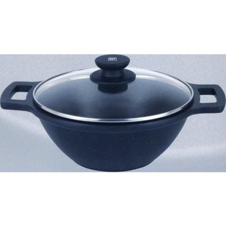 CACEROLA CONCAVA AL. FUNDIDO C/TAPA 32 CM.-INDUC.