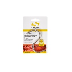 BLISTER 3 GANCHOS CARNICERO ACERO INOX 18/8 8CM