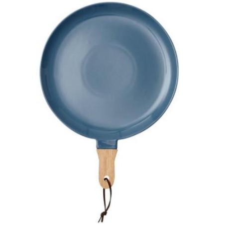 PLATO CON MANGO DE MADERA COLOR AZUL