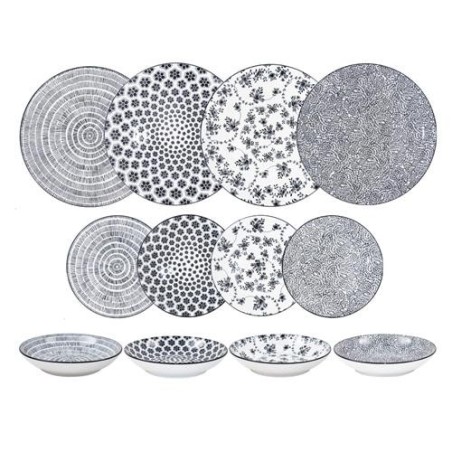 SET 12 PZ PORCELANA NEGRA 691701