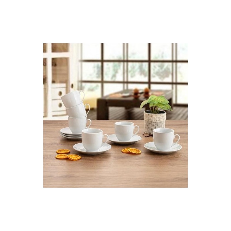 SET 6 TAZAS CON PLATO PORCELANA 20CL NEW RENOVA