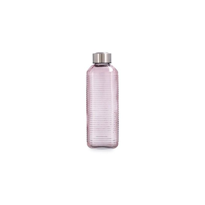 BOTELLA VIDRIO ROSA ACERO INOX 1,3L VELVET QUID