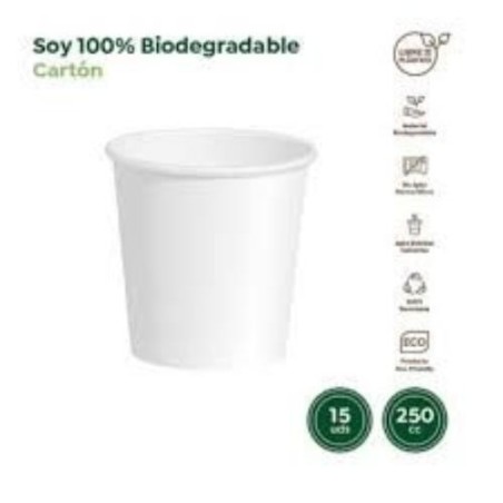 VASO CARTON BLANCO 250CC (PACK-15UND)