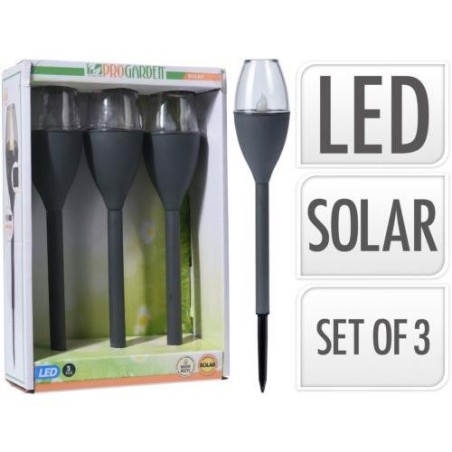 PACK 3 PINCHOS LUZ SOLAR RECARGABLE 38CM DX9200040