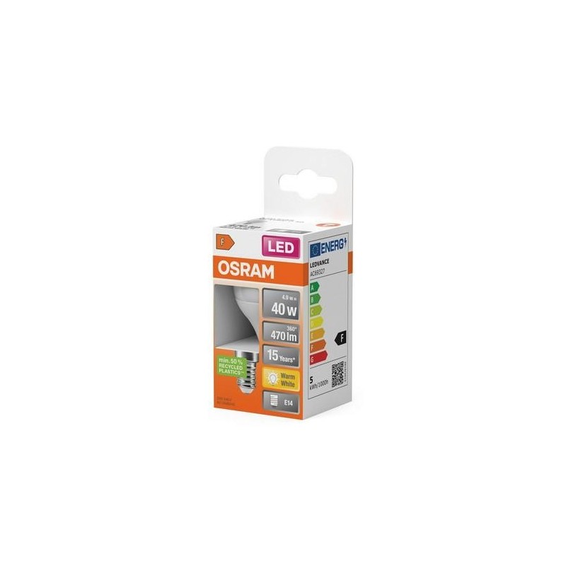 BOMBILLA LED ESFERICA 4.9W/827 E14 CALIDA