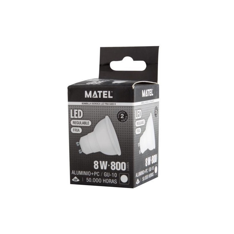 BOMBILLA LED DICROICA 120   REGUL.GU10 8W FRIA
