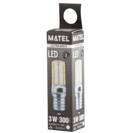 BOMBILLA LED SILICONA TUBULAR E14 3W. FRIA 22649