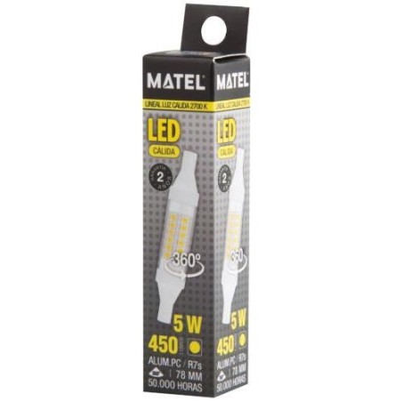 BOMBILLA LED LINEAL 78MM R7S 5 WATIOS 360   CALIDA