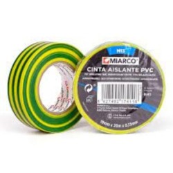 CINTA AISLANTE BRICO 19MMX20M VERDE/AMARILLA 10787