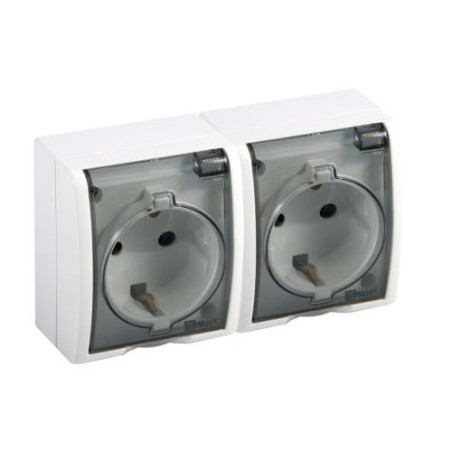 BASE ENCHUFE DOBLE BCO. AQUARIUS ESTANCO FAQ45930