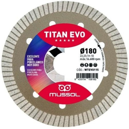 DISCO DIAMANTE TITAN EVO 180MM EJE 22,23MM WTEVO18