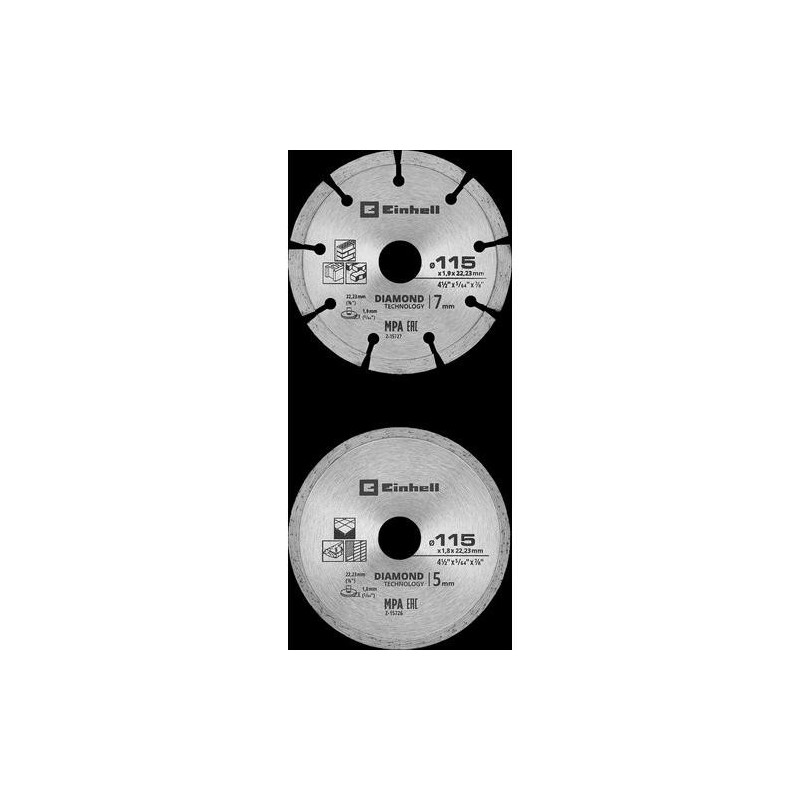 JUEGO DE 2 DISCOS DE DIAMANTE SURTIDOS 115MM