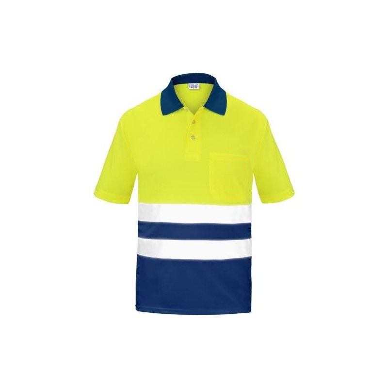 POLO ALTA VISIBILIDAD BICOLOR MANGA CORTA AZUL S