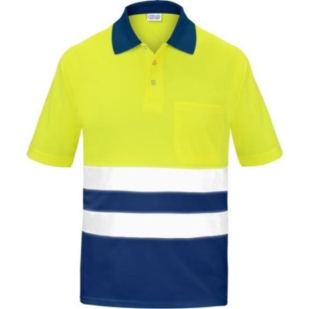 POLO ALTA VISIBILIDAD BICOLOR MANGA CORTA AZUL S
