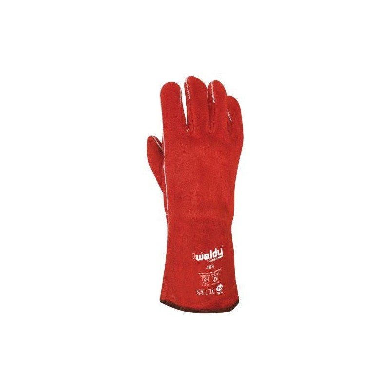 GUANTE SOLDADOR ROJO TALLA UNICA H408 PAR