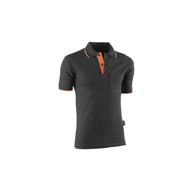 POLO TOP RANGE MANGA CORTA NEGRO/NARANJA 647 S