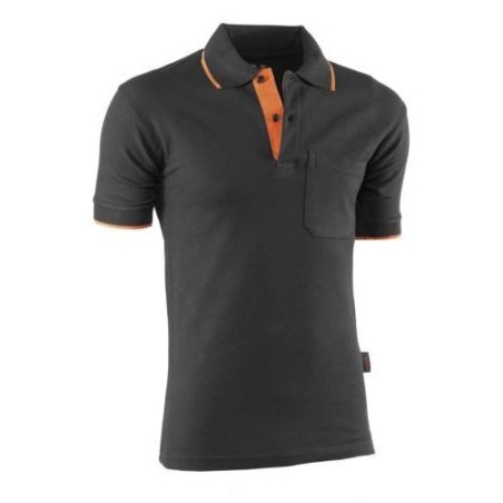 POLO TOP RANGE MANGA CORTA NEGRO/NARANJA 647 XXL