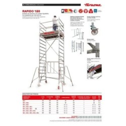 ANDAMIO ALUMINIO C/RUEDAS 105X180CM PACK 1 RS180