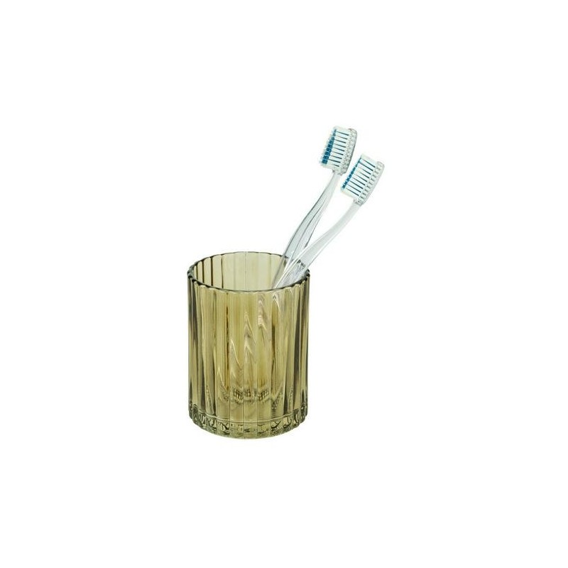 VASO DE DIENTES VIDRIO POMPEI MARRON VERDOSO