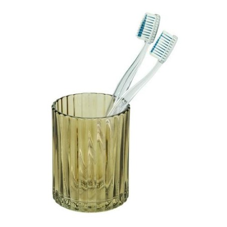 VASO DE DIENTES VIDRIO POMPEI MARRON VERDOSO