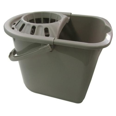 CUBO RECTANGULAR CON ESCURRIDOR 14L GRIS 13250