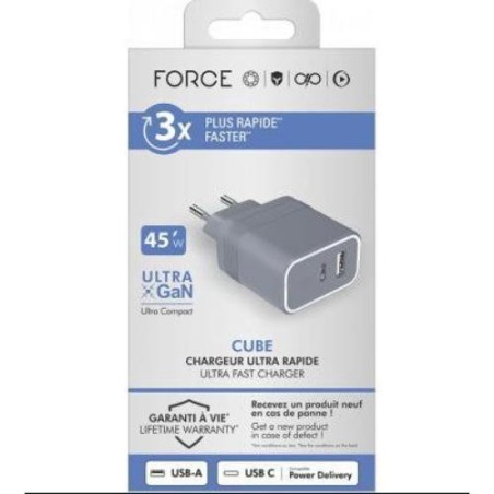 CARGADOR 45W PUERTO USB-C + USB-A GRIS F152527