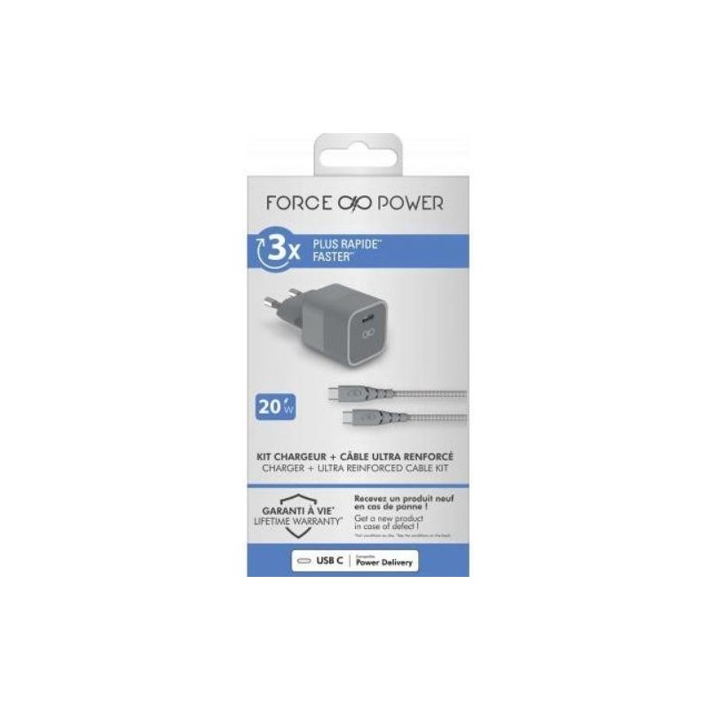 CARGADOR 20W 1 PORT C PD + CBL USB-C/USB-C 1.2M.