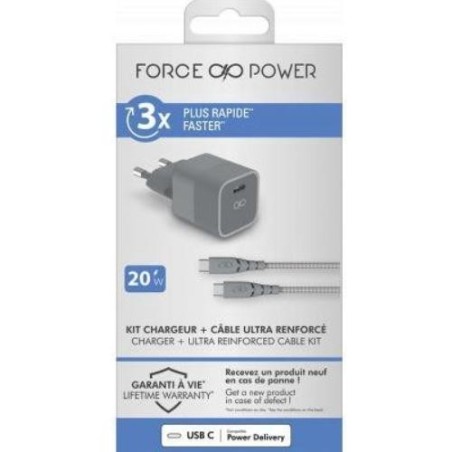 CARGADOR 20W 1 PORT C PD + CBL USB-C/USB-C 1.2M.