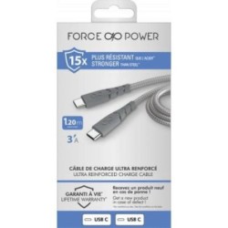 CABLE USB-C/ USB-C 1.2M 3A GRIS F149000