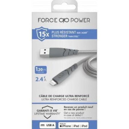 CABLE USB-A/ UBS-C LIGHTNG 1.2M 2.4A GRIS F149012