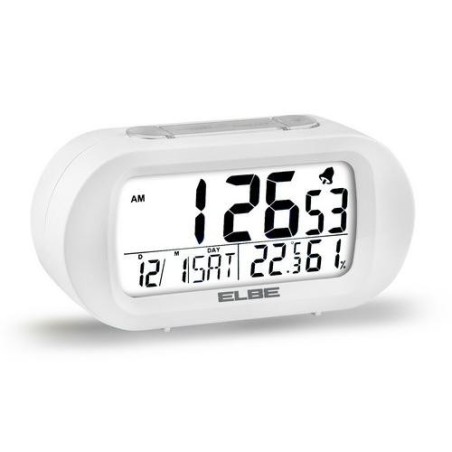 RELOJ DESPERTADOR BLANCO TEMP/HUMEDAD PANTALLA 9CM