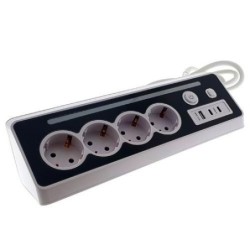 BASE 4 TOMAS CON LUZ Y 1 USB + 2 TIPO C 3680W