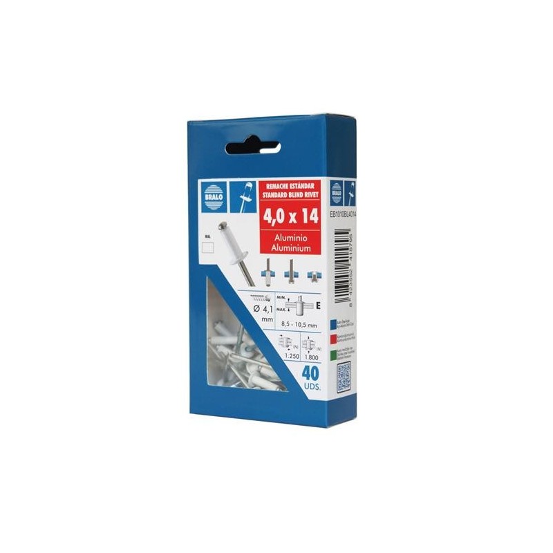 REMACHE ALUMINIO 4,0X10 ECOBLISTER BLANCO (C-50)