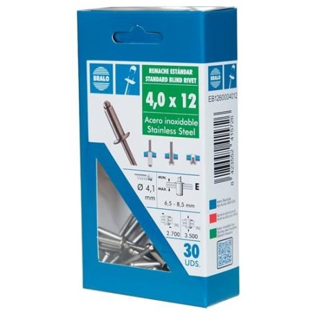 REMACHE INOX/INOX 4,0X08MM. ECOBLISTER (C-40)