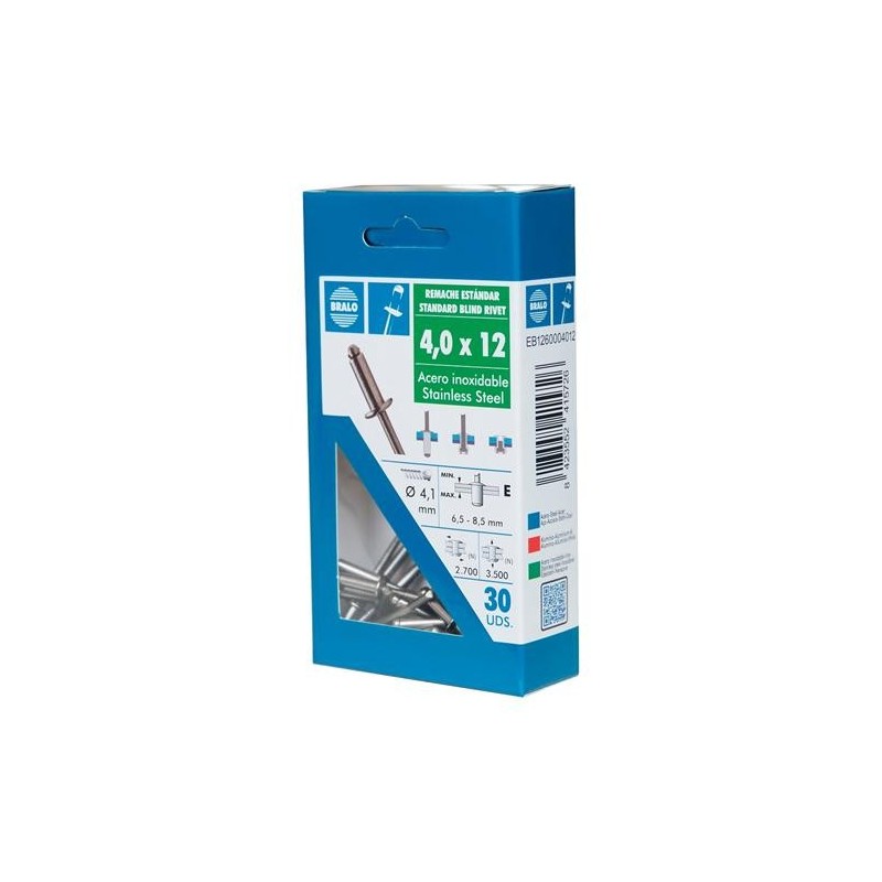 REMACHE INOX/INOX 4,0X10MM. ECOBLISTER (C-40)