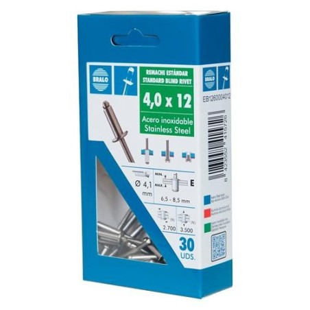 REMACHE INOX/INOX 4,0X10MM. ECOBLISTER (C-40)
