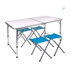 MESA CAMPING C/4 TABURETES 120X60X70 CM 52893