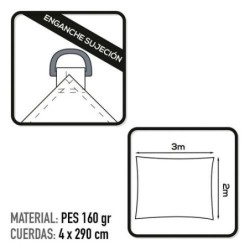 TOLDO SOMBREO RECTANGULAR POLIESTER 2X3M BLANCO