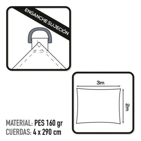 TOLDO SOMBREO RECTANGULAR POLIESTER 2X3M BLANCO