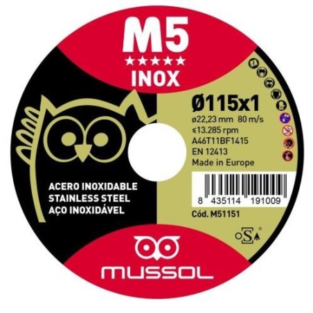DISCO M5 CORTE EXTRAFINO INOX T41 115X1 22.23