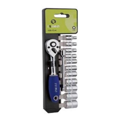 JUEGO LLAVE CARRACA + VASOS 1/4 72 D 12 PZAS